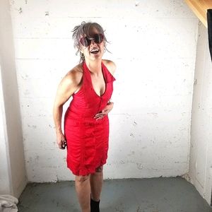 Linen halter Guayabera dress 2